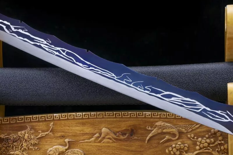 Sabre De Samouraï Tête De Dragon Série éclair Katana Couteau Tête De Dragon Acier Au Manganèse Sabre Longquan