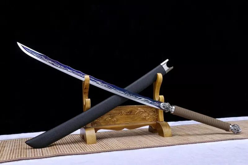 Sabre De Samouraï Tête De Dragon Série éclair Katana Couteau Tête De Dragon Acier Au Manganèse Sabre Longquan