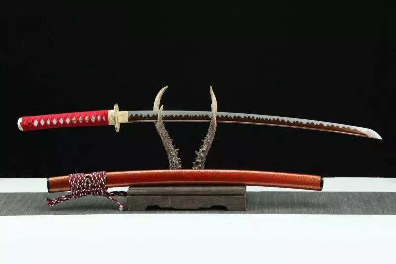 Katana Acier Damas Rouge