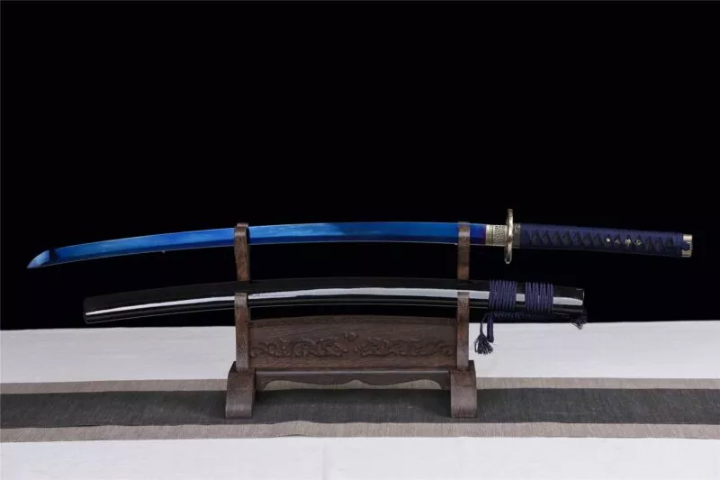 Blue Dragon King Katana Baked Blue Series Épée De Samouraï Japonais Katana Véritable Épée Faite à La Main Acier Manganèse Haute Performance Épée Longquan