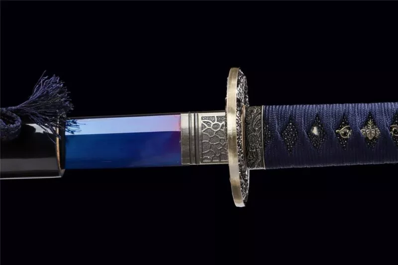 Blue Dragon King Katana Baked Blue Series Épée De Samouraï Japonais Katana Véritable Épée Faite à La Main Acier Manganèse Haute Performance Épée Longquan