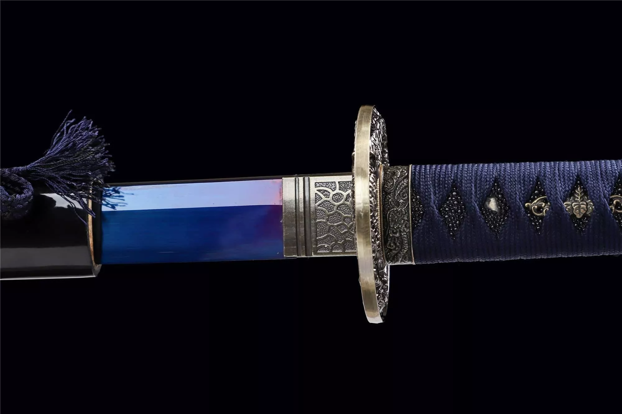 Blue Dragon King Katana Baked Blue Series Épée De Samouraï Japonais Katana Véritable Épée Faite à La Main Acier Manganèse Haute Performance Épée Longquan